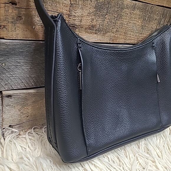 The SAK Brook Black Pebbled Leather Hobo Shoulder Bag Purse - Picture 2 of 11